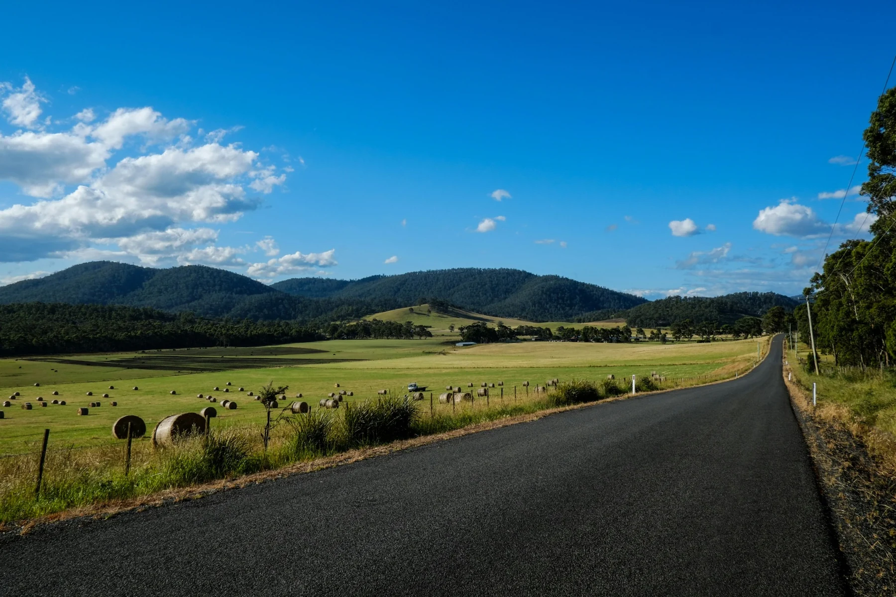 Completed country road through a regional landscape